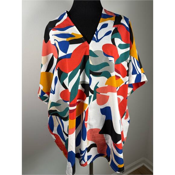 JODIFL Tops - Abstract Print Blouse Size M Flowy Oversized Colorful Top Boho